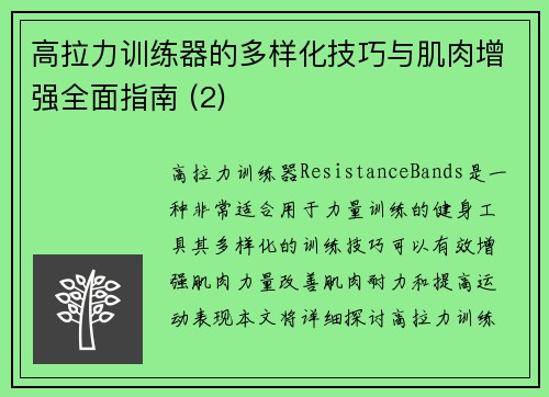高拉力训练器的多样化技巧与肌肉增强全面指南 (2)