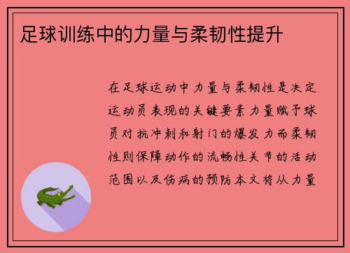 足球训练中的力量与柔韧性提升